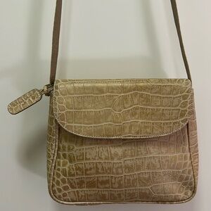 Carlos Falchi Gold Metallic Embossed Leather Crossbody Bag /Shoulder Never Used!